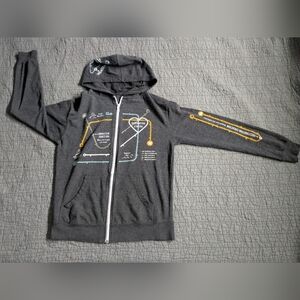 Caribou Coffee Full Zip Hoodie Gray Long Sleeve City Map Sweatshirt Medium Large